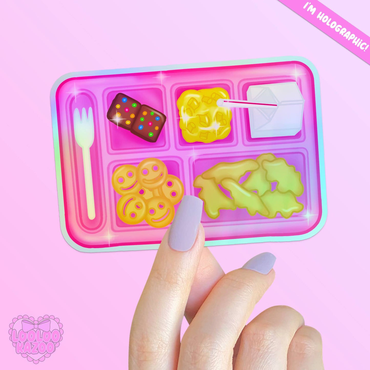Holographic Nostalgia School Lunch Tray Vinyl Sticker