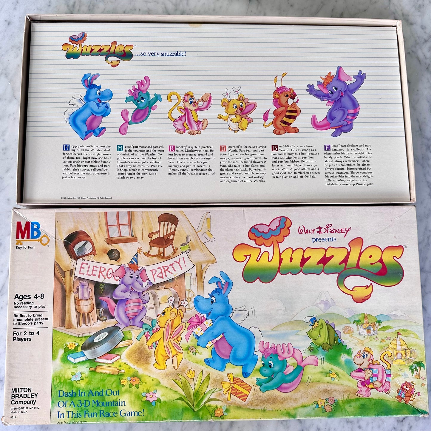 1985 Wuzzles Board Game Incomplete