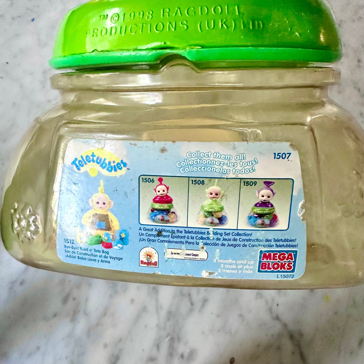 1998 Mega Bloks Teletubbies LAA-LAA Tubby Bucket Building Set