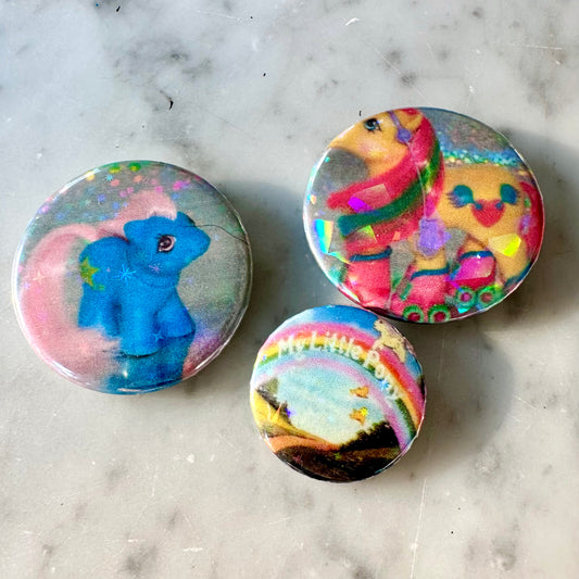 G1 My Little Pony Holographic Button Set