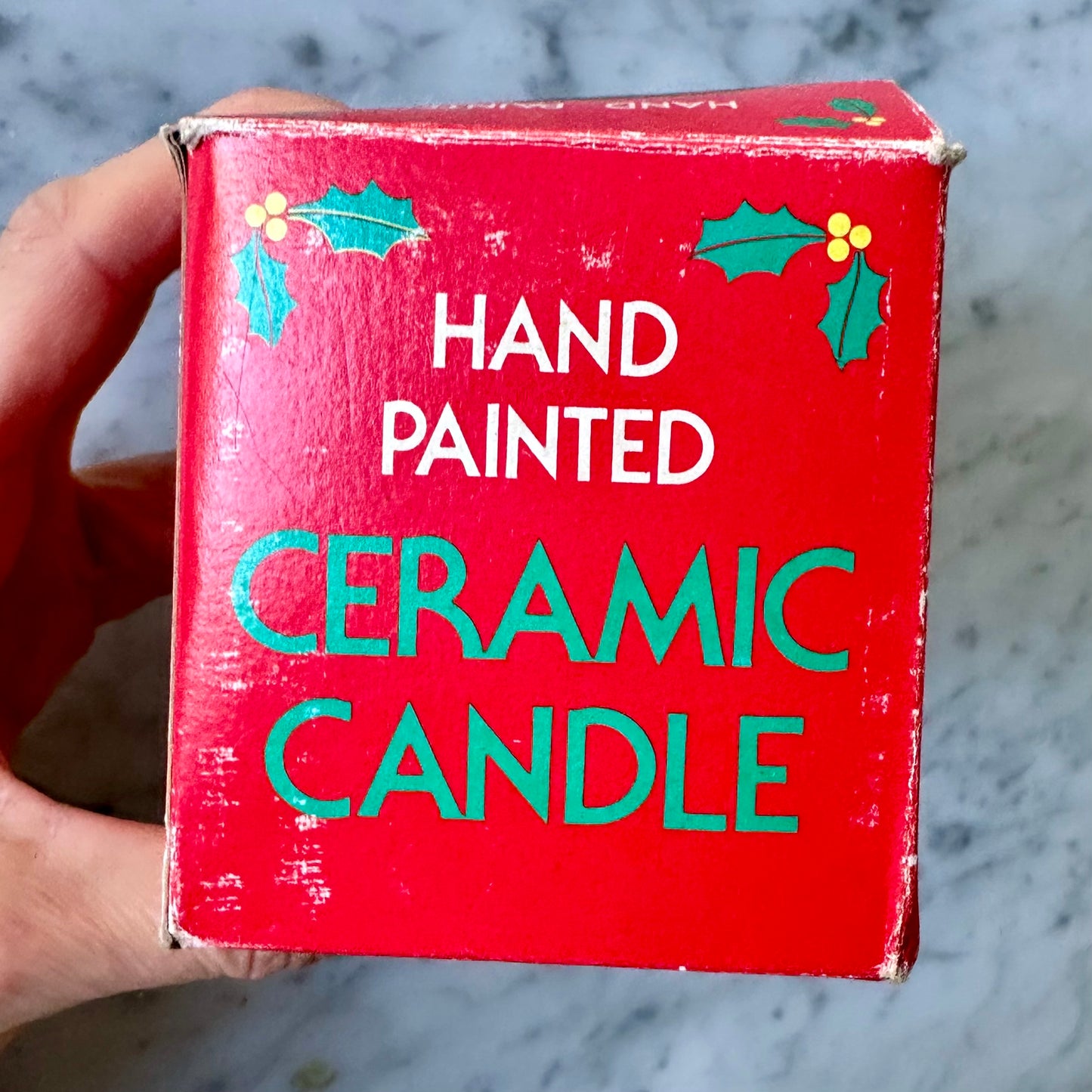 1980’s Hand Painted Ceramic Christmas Candle