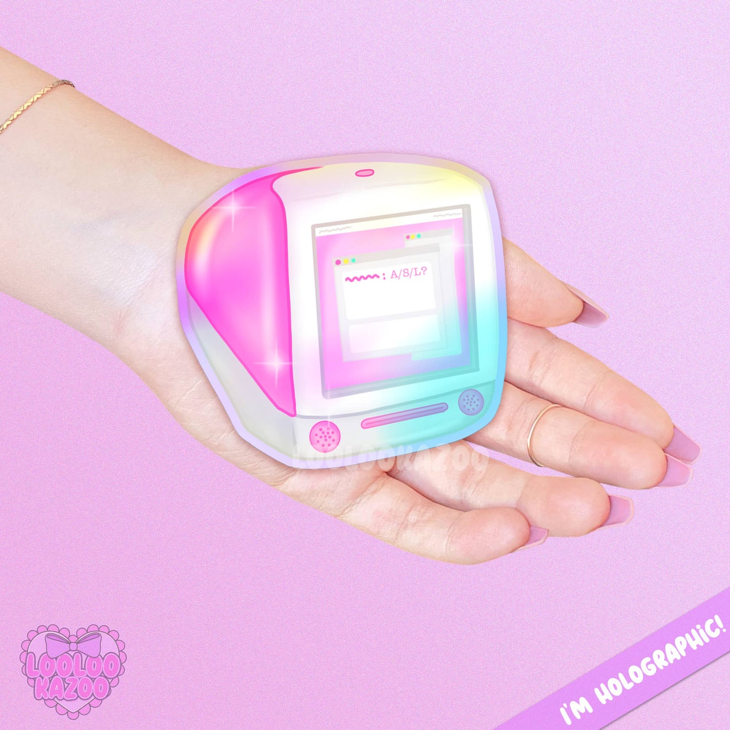 Holographic 2000s Desktop Computer Nostalgia Vinyl Sticker