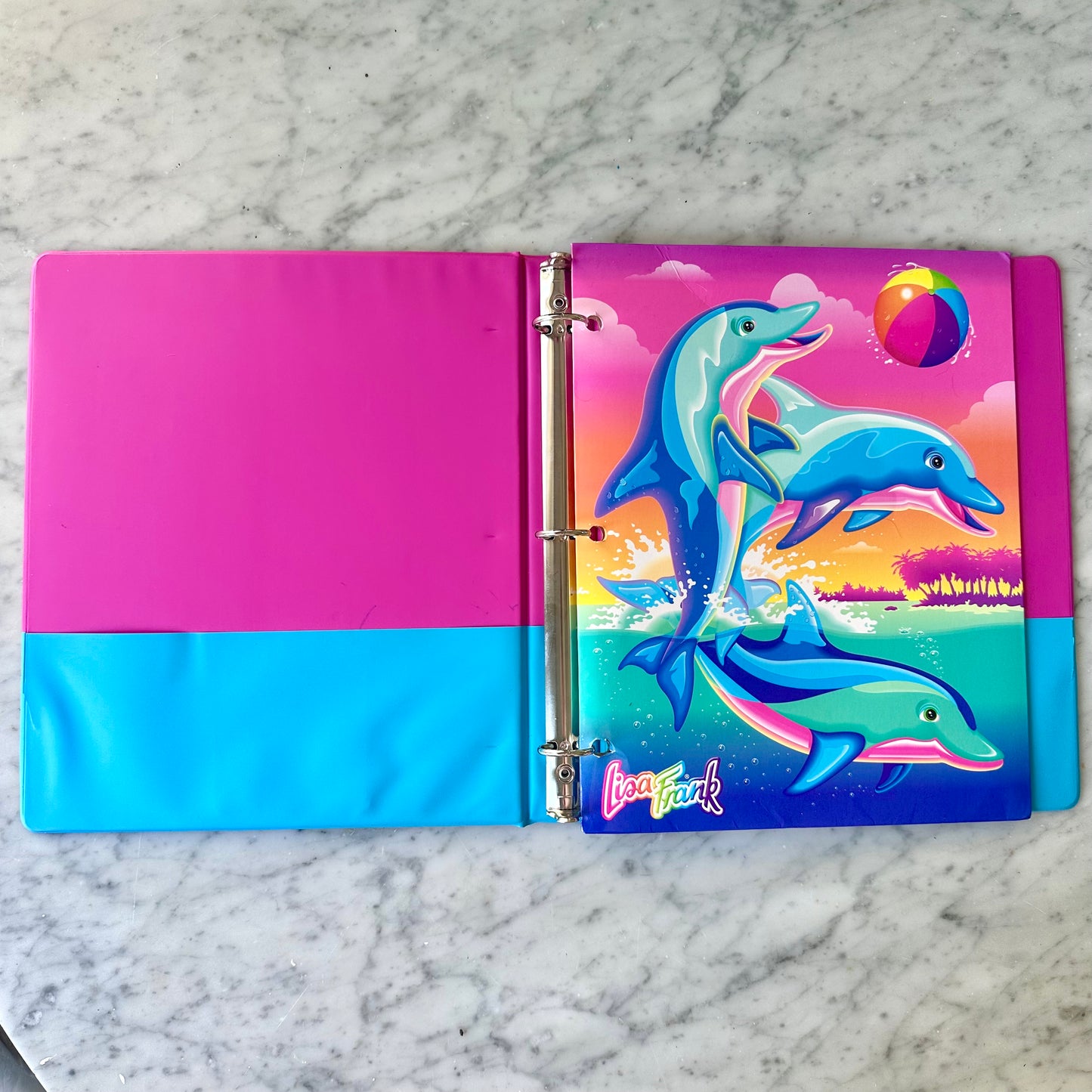 Lisa Frank Markie 3 Ring Binder with Folder