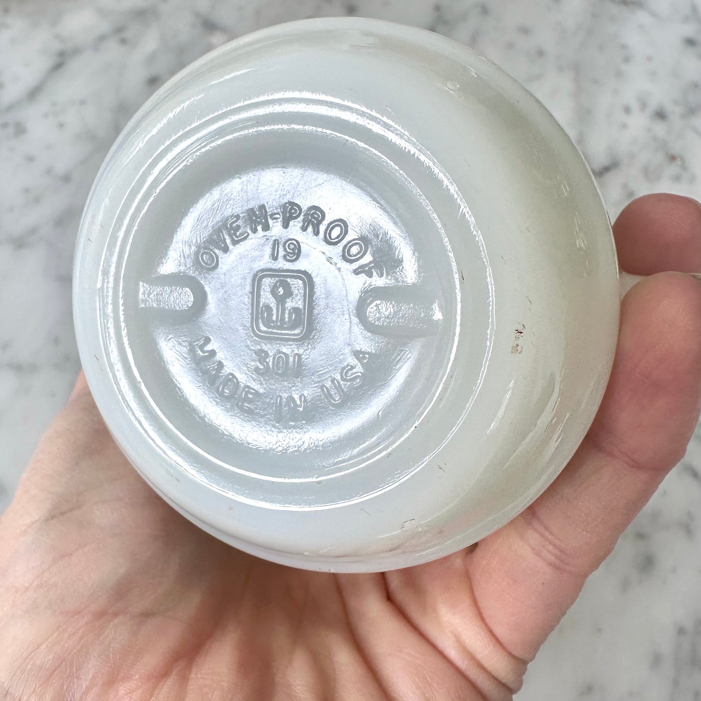 1958 Snoopy “Pedal Power” Milk Glass