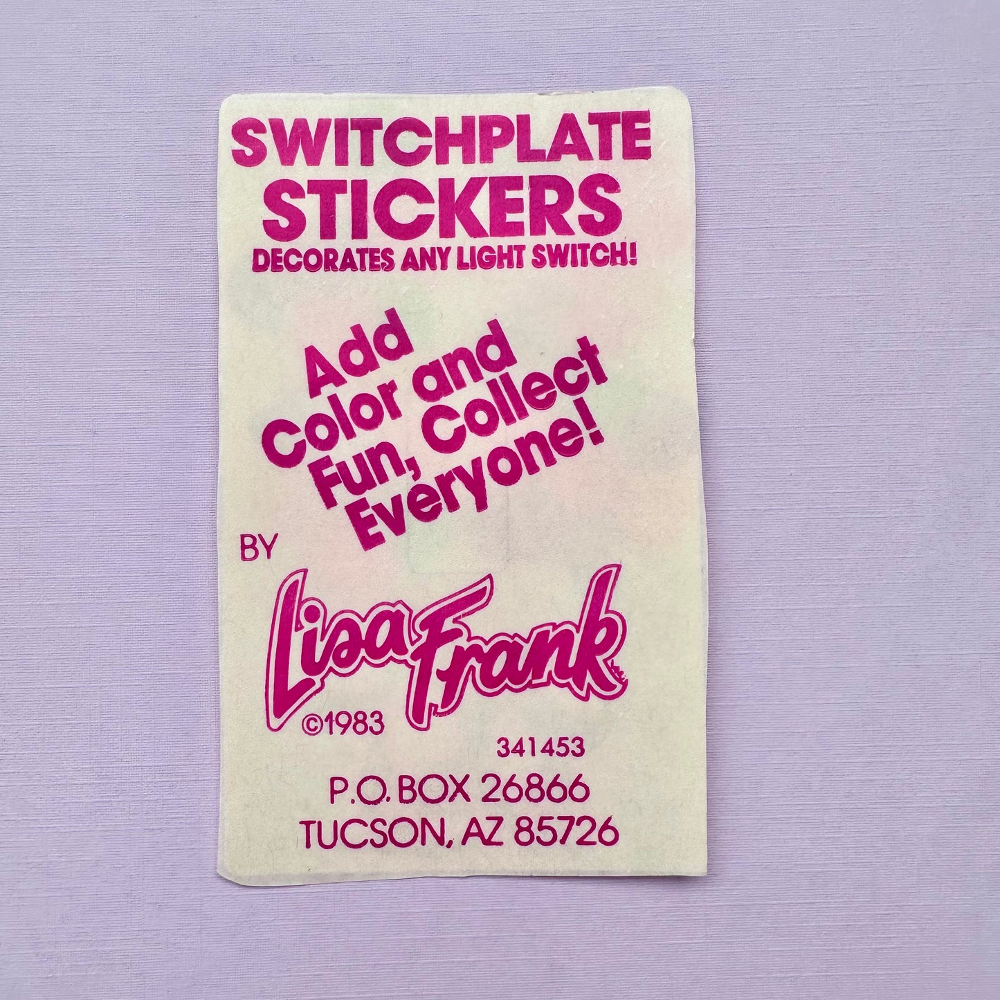 1983 Lisa Frank Teddy Bear & Penguin Light Switch Cover Sticker