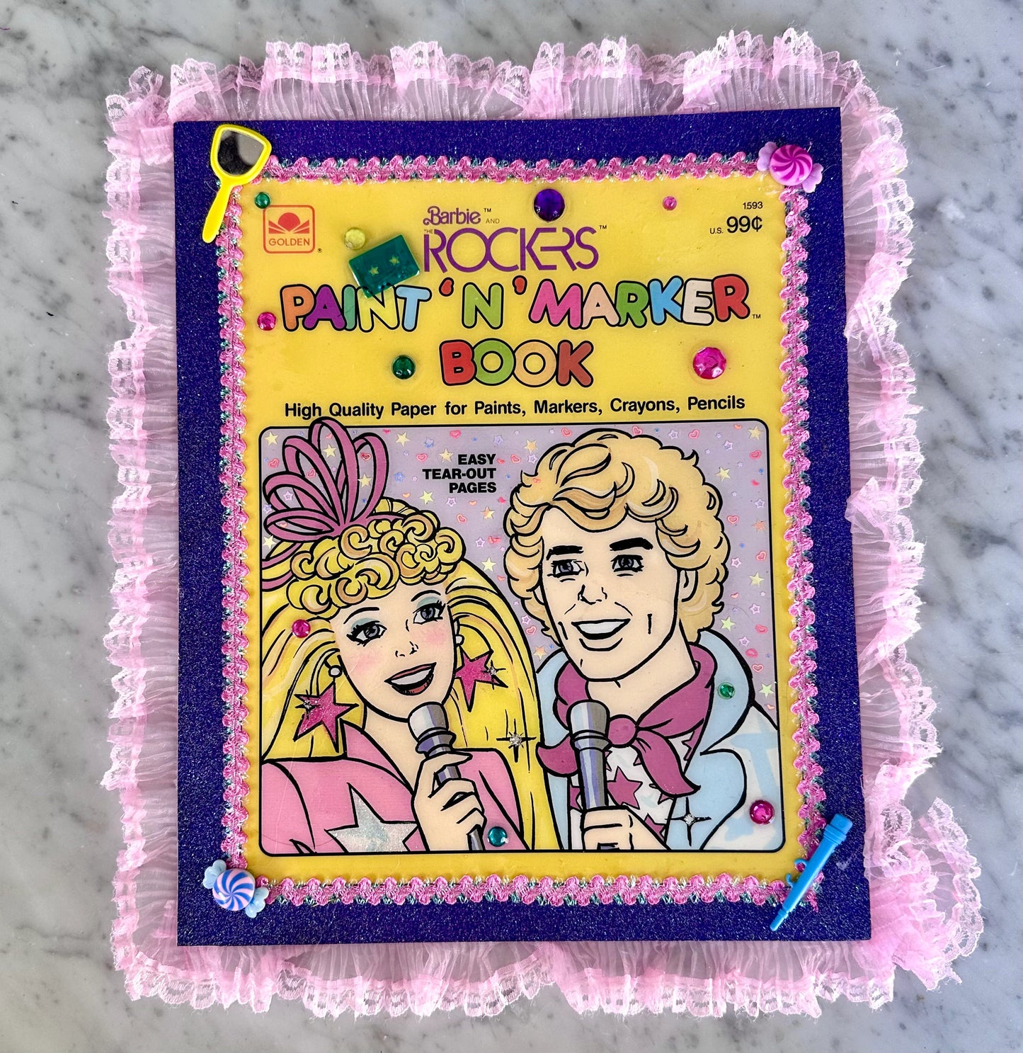 Vintage 80’s Barbie Paint n’ Market Book Cover Resin Wall Art