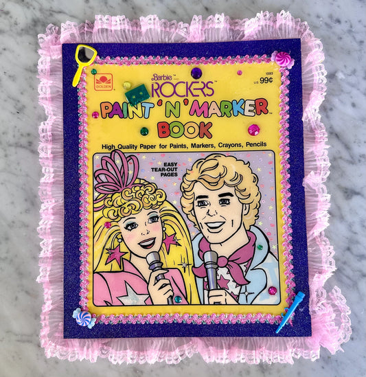 Vintage 80’s Barbie Paint n’ Market Book Cover Resin Wall Art