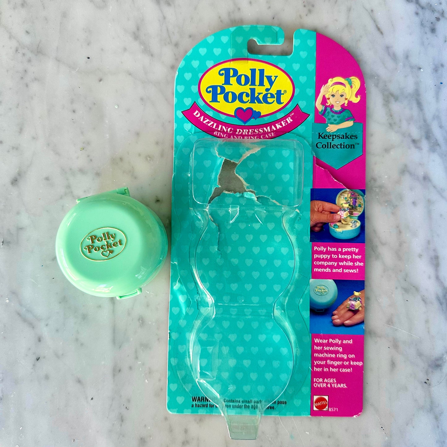 1991 Polly Pocket Dazzling Dressmaker Ring & Ring Case