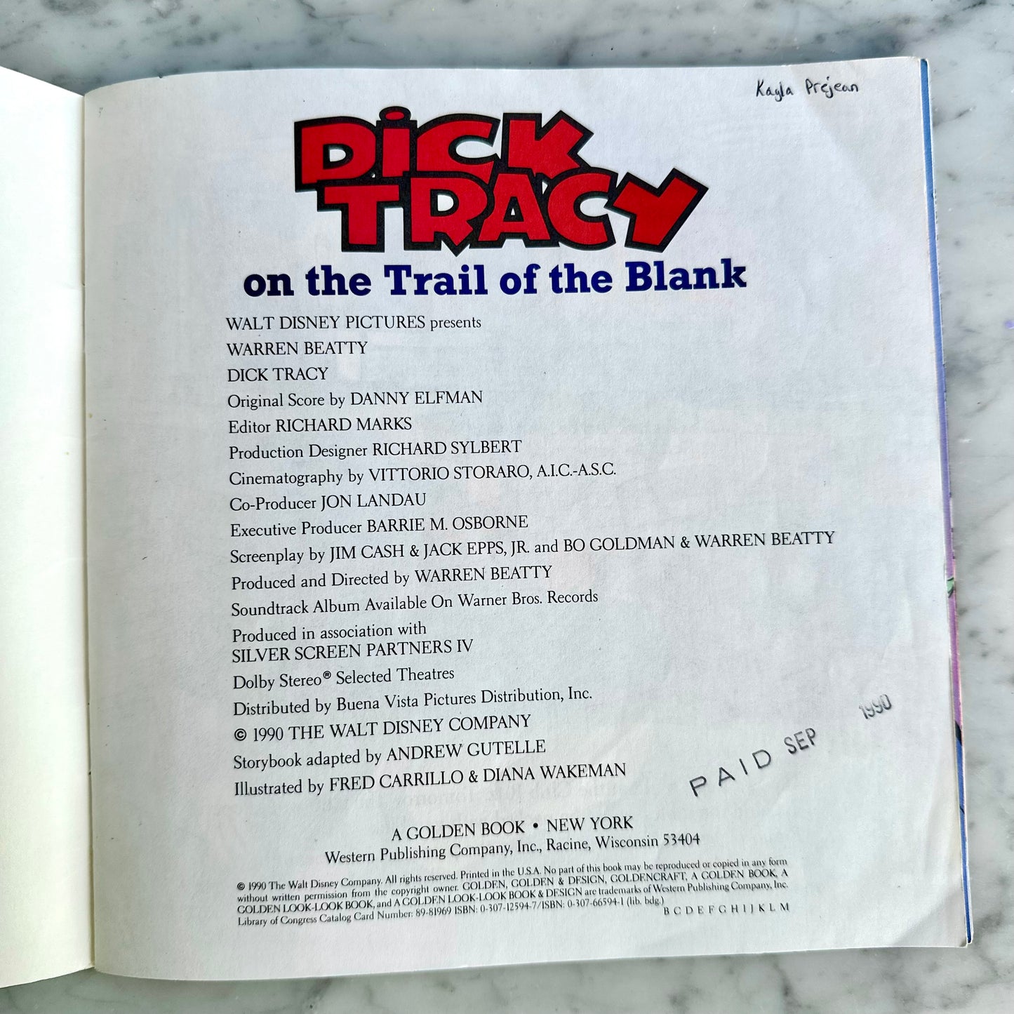 1990 Dick Tracy “On The Trail of the Blank” Book