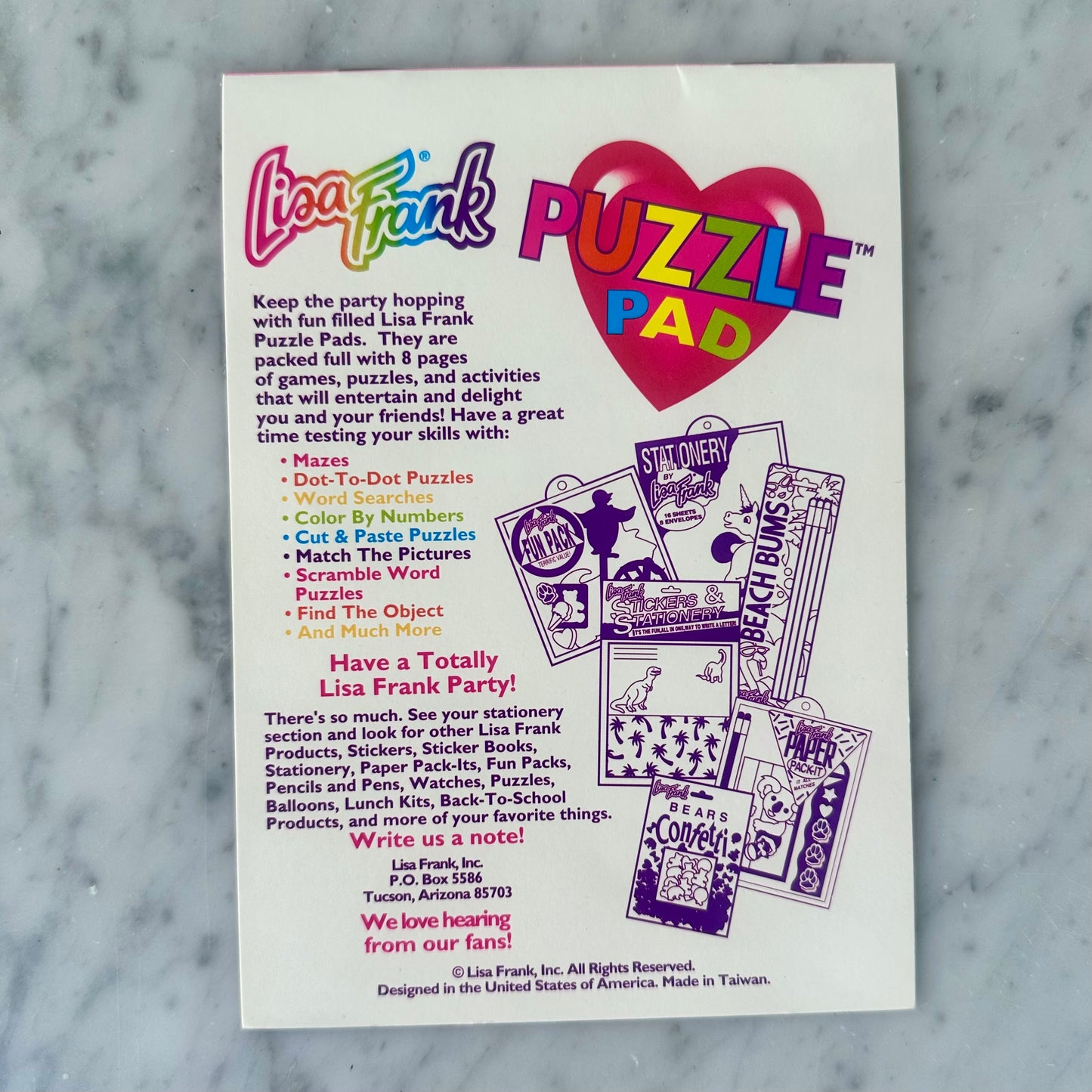 90’s Lisa Frank Puzzle Pad