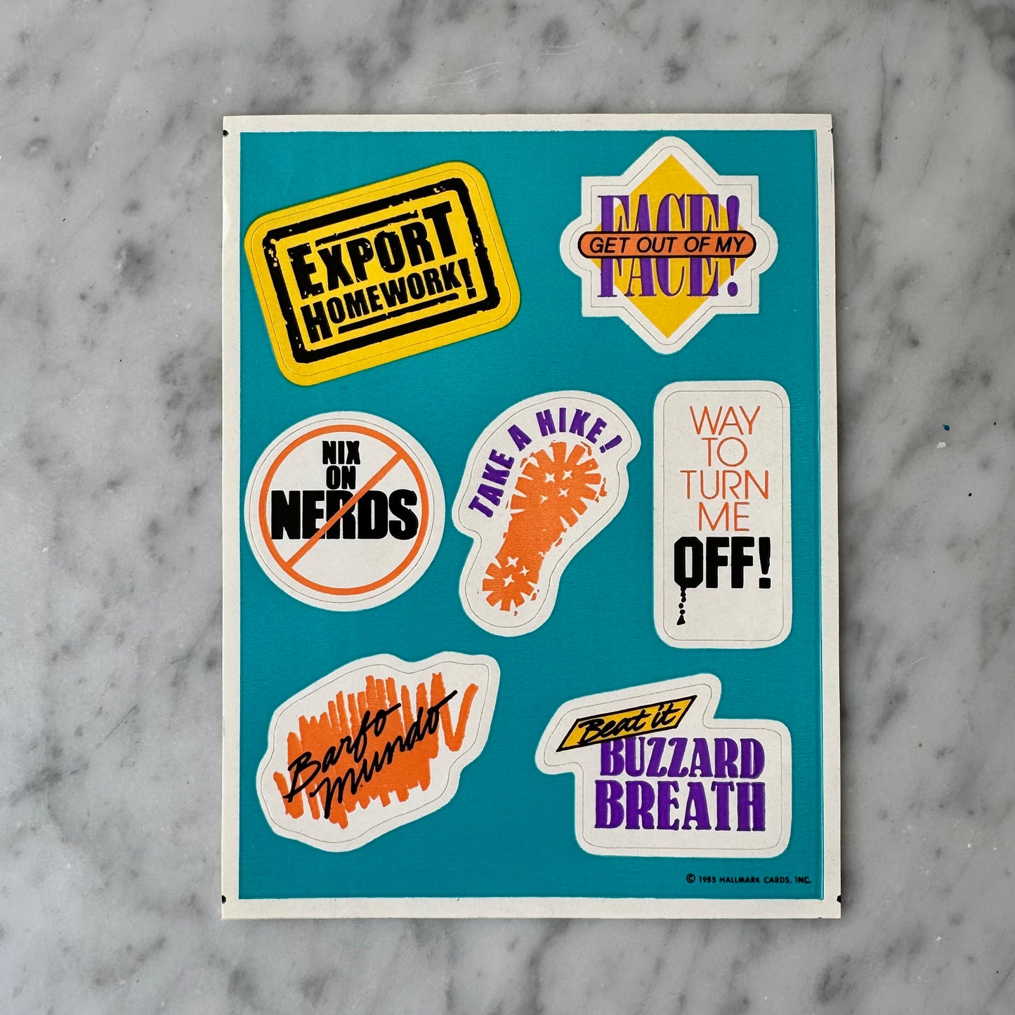1985 Hallmark Attitude Sticker Sheet