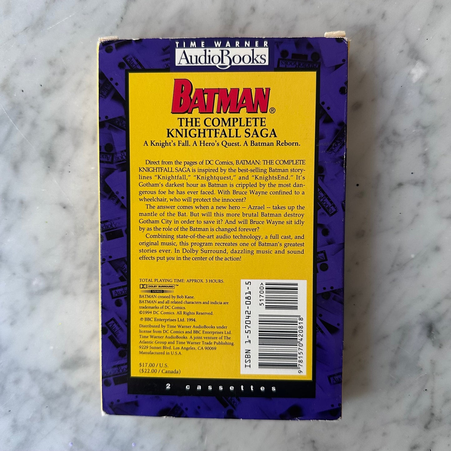 1994 Batman the Complete Nightfall Saga Audio Book 2 Cassettes