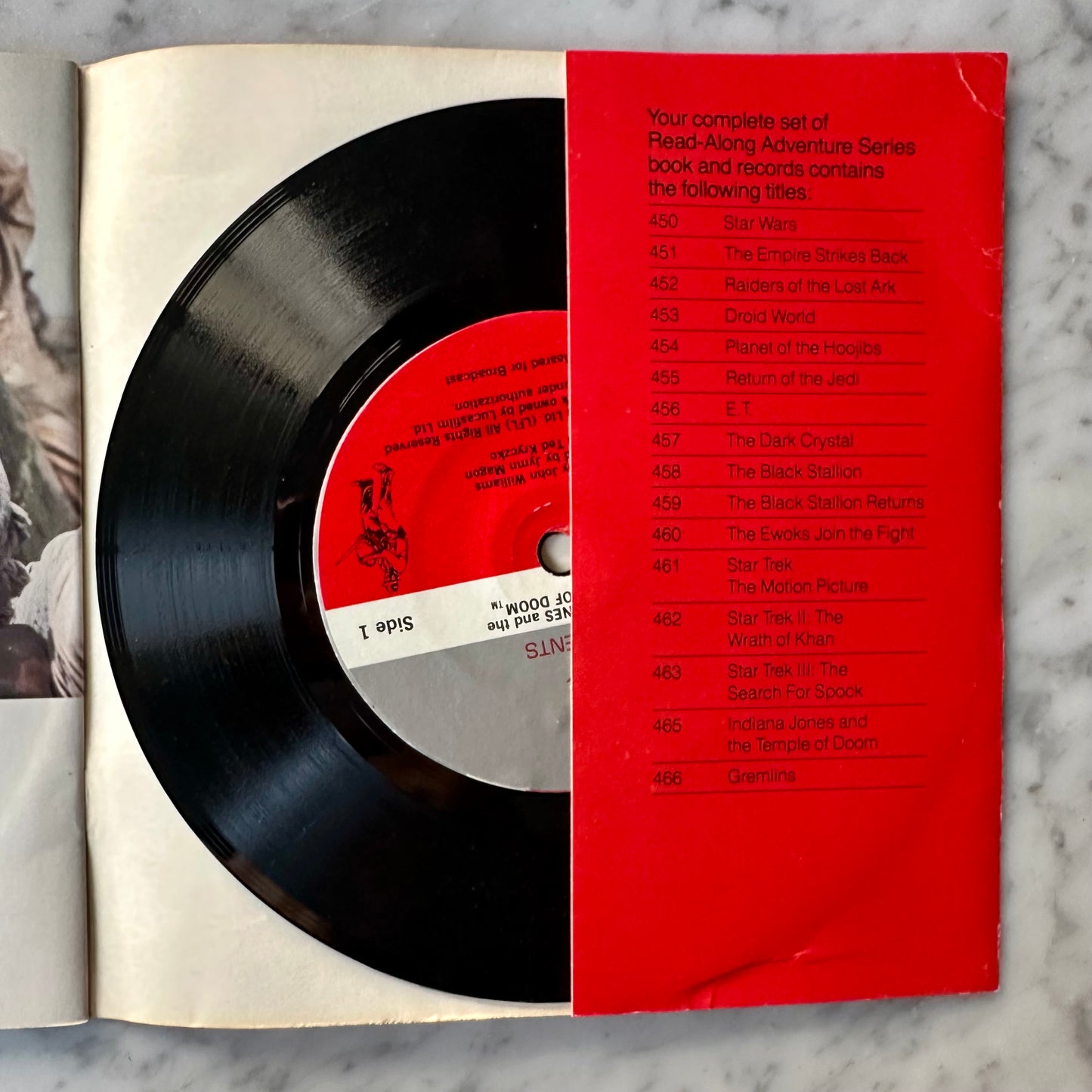 1984 Indiana Jones and the Temple of Doom Book and Record