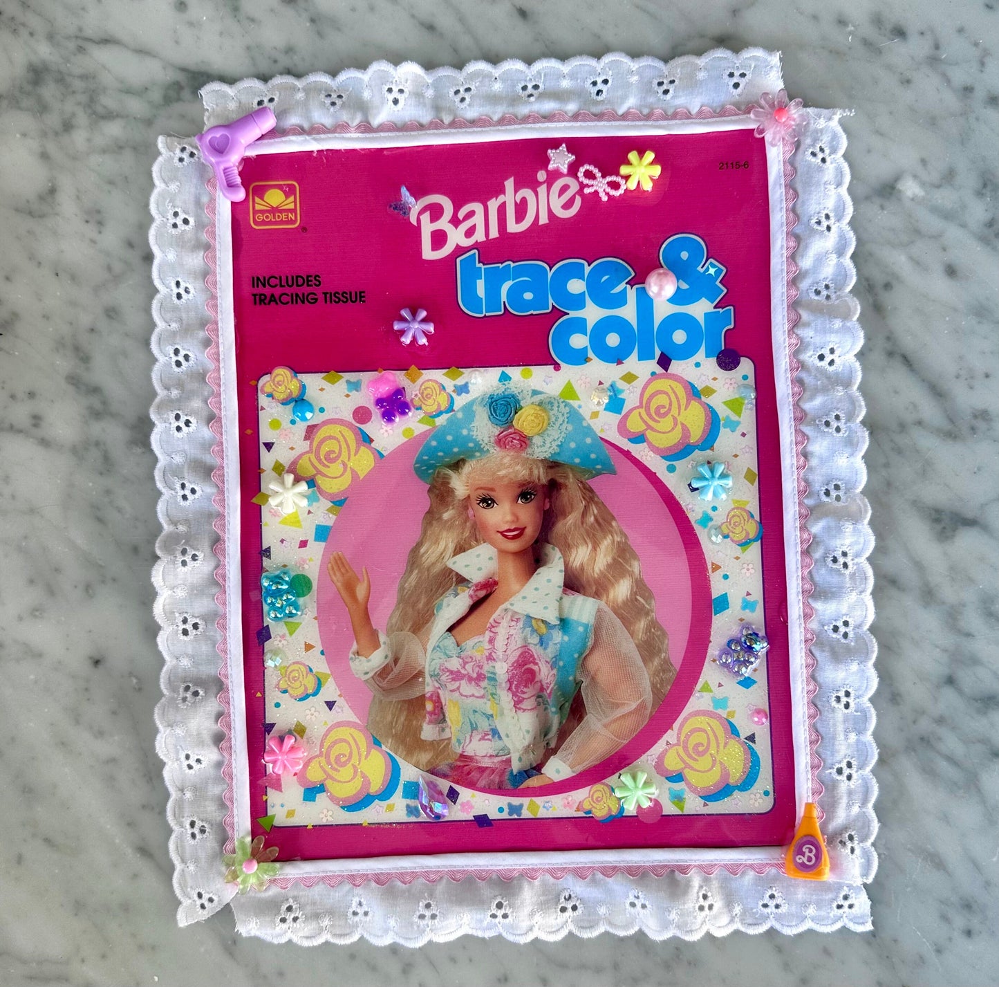 Vintage 80’s Barbie Trace n’ Color Book Cover Resin Wall Art