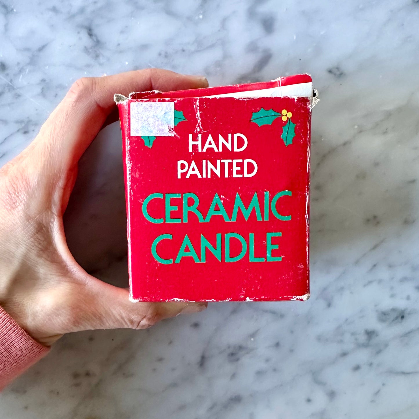 1980’s Hand Painted Ceramic Christmas Candle