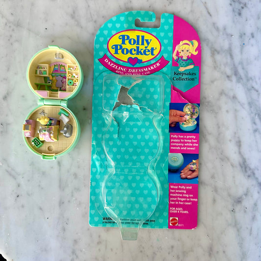 1991 Polly Pocket Dazzling Dressmaker Ring & Ring Case