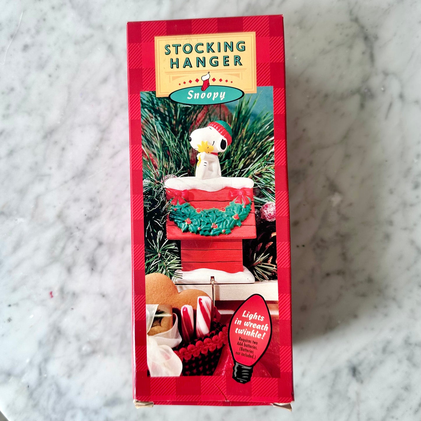 Vintage Hallmark Snoopy Light Up Stocking Hanger
