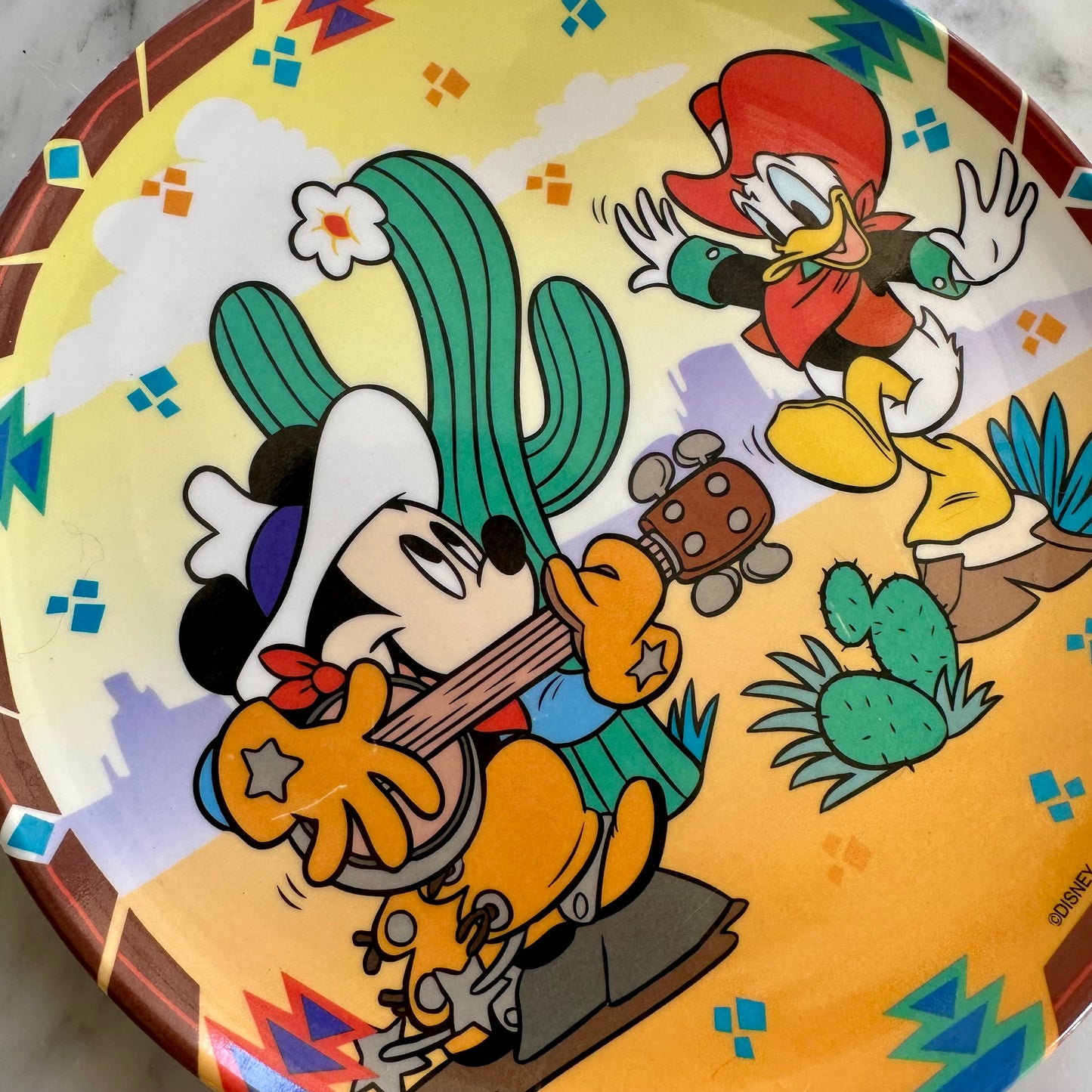 Vintage Mickey and Donald Western Melamine Plate and Bowl