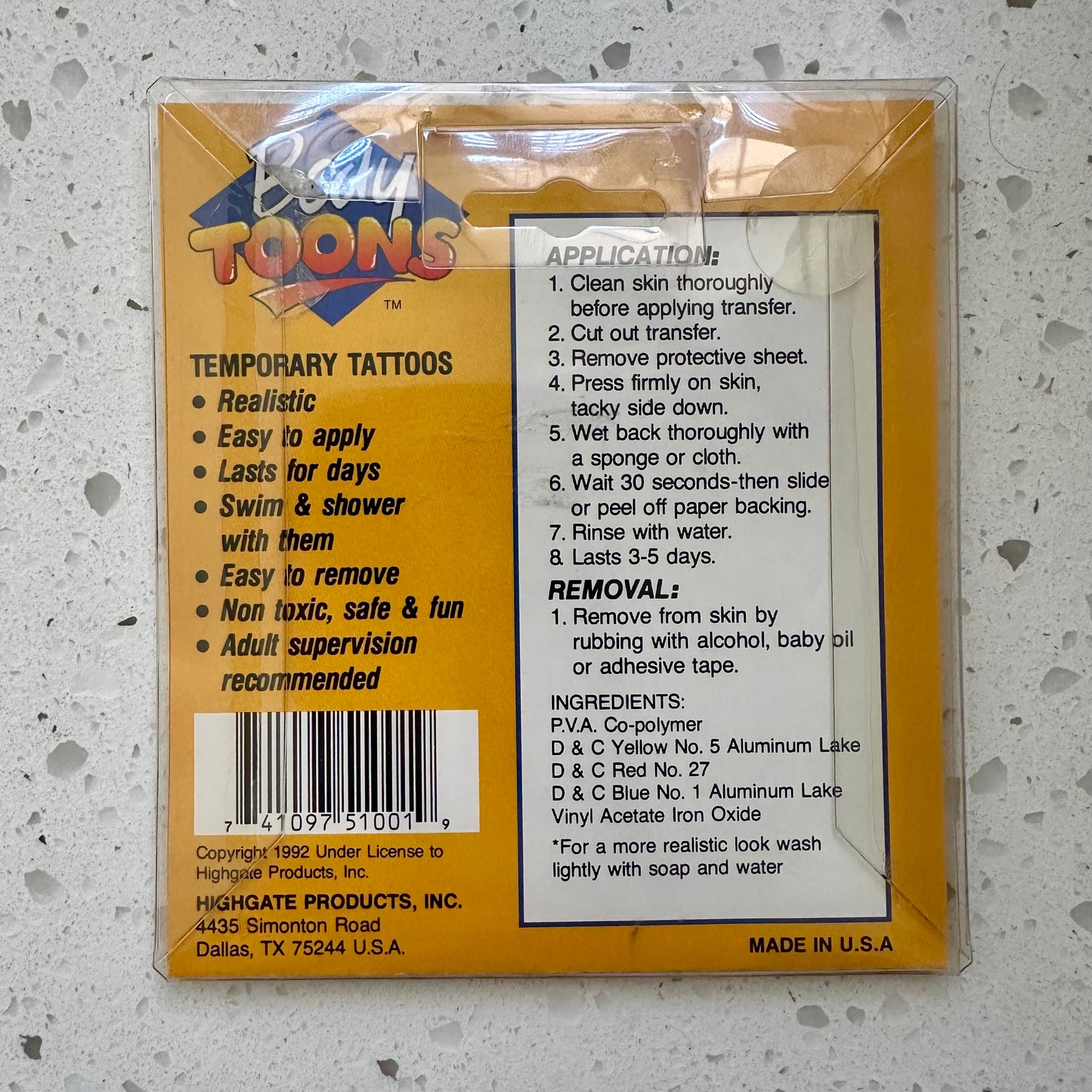 1992 Tiny Toon Adventures “Buster Bunny” Temporary Tattoos
