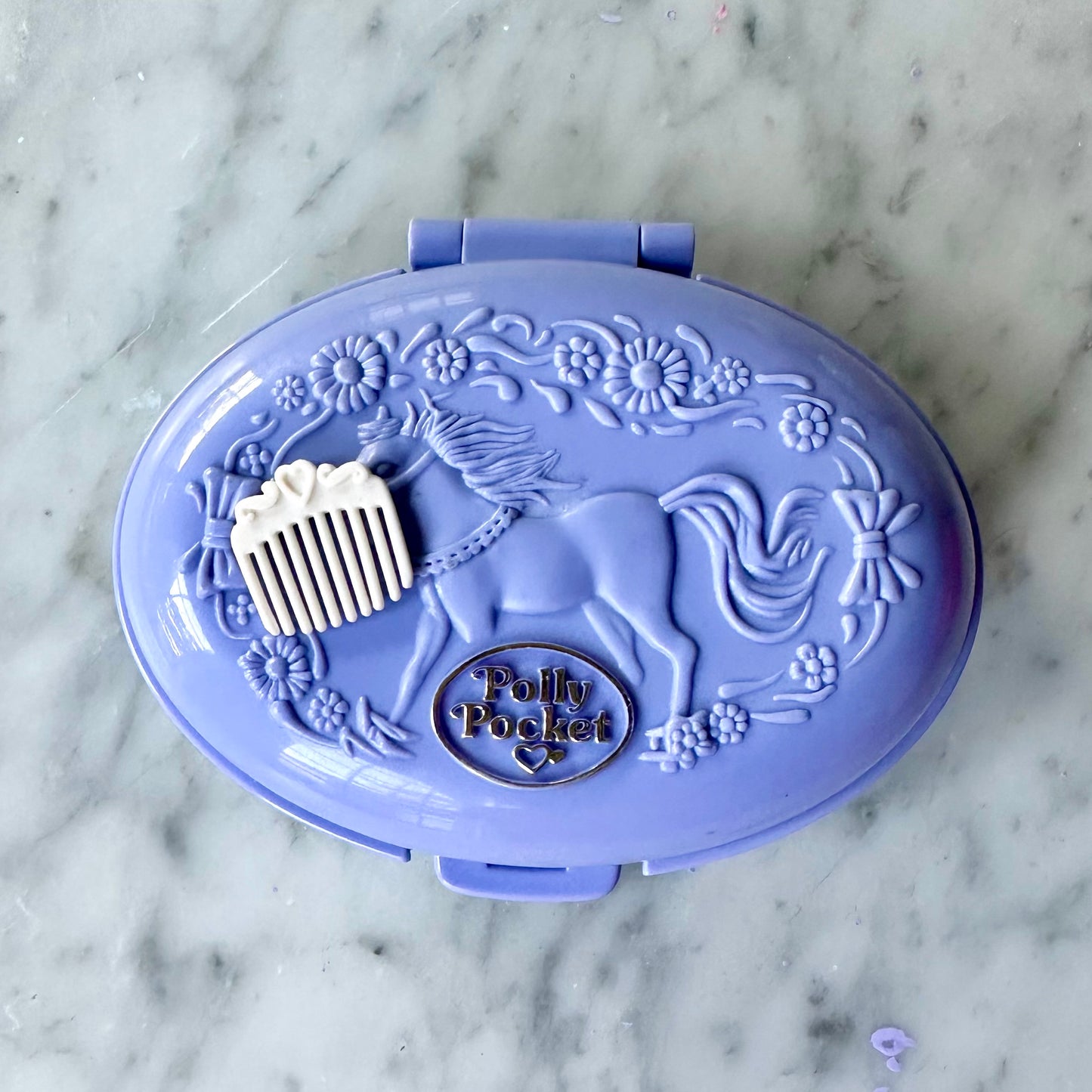 1995 Polly Pocket Unicorn Meadow Compact and Comb