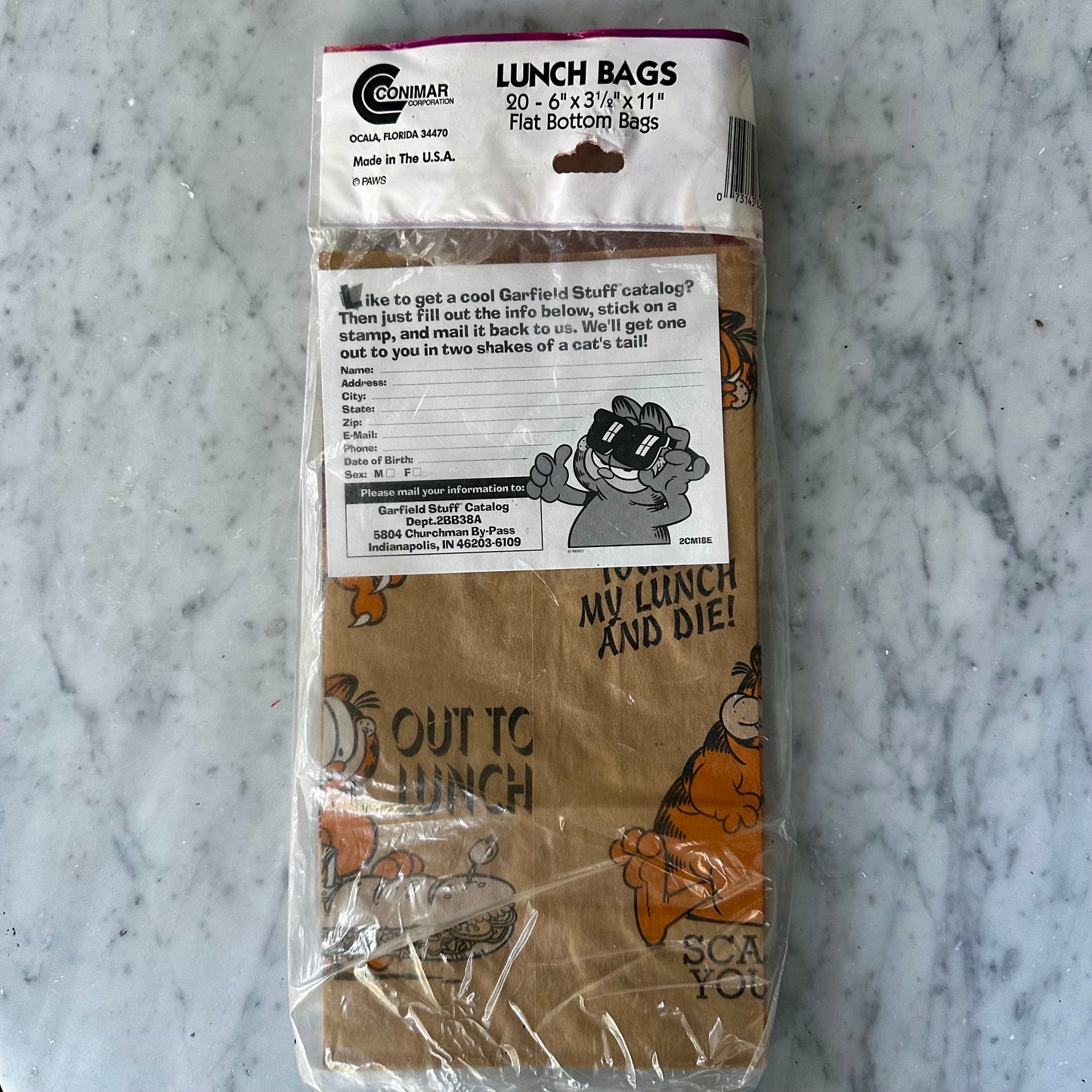 Vintage Garfield Paper Lunch Bags