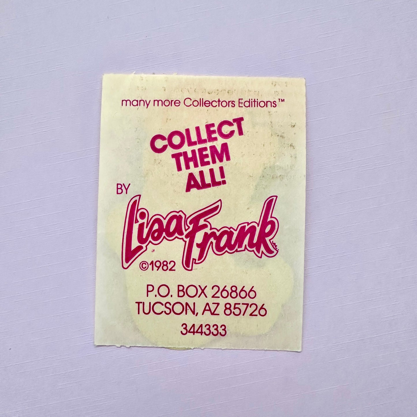1982 Lisa Frank Teddy Bear Sticker