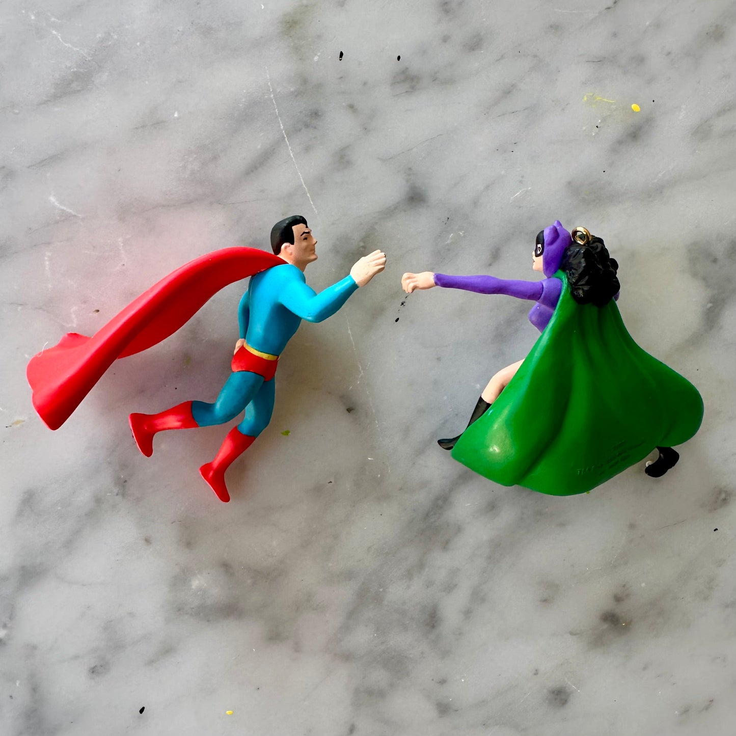 Vintage CatWoman and Superman Mini Ornaments