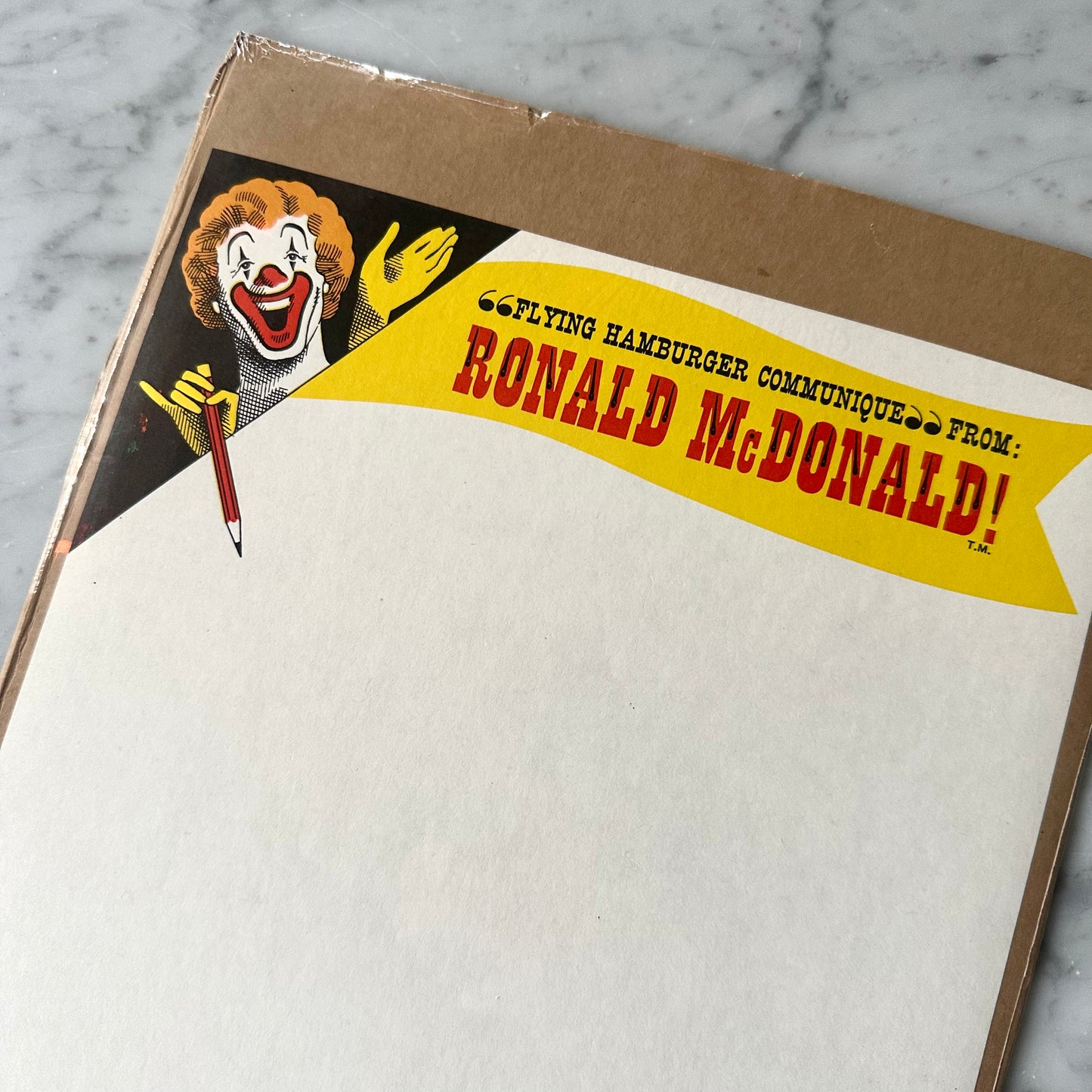 1960's Ronald McDonald "Flying Hamburger" Letterhead (RARE)