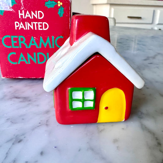 1980’s Hand Painted Ceramic Christmas Candle