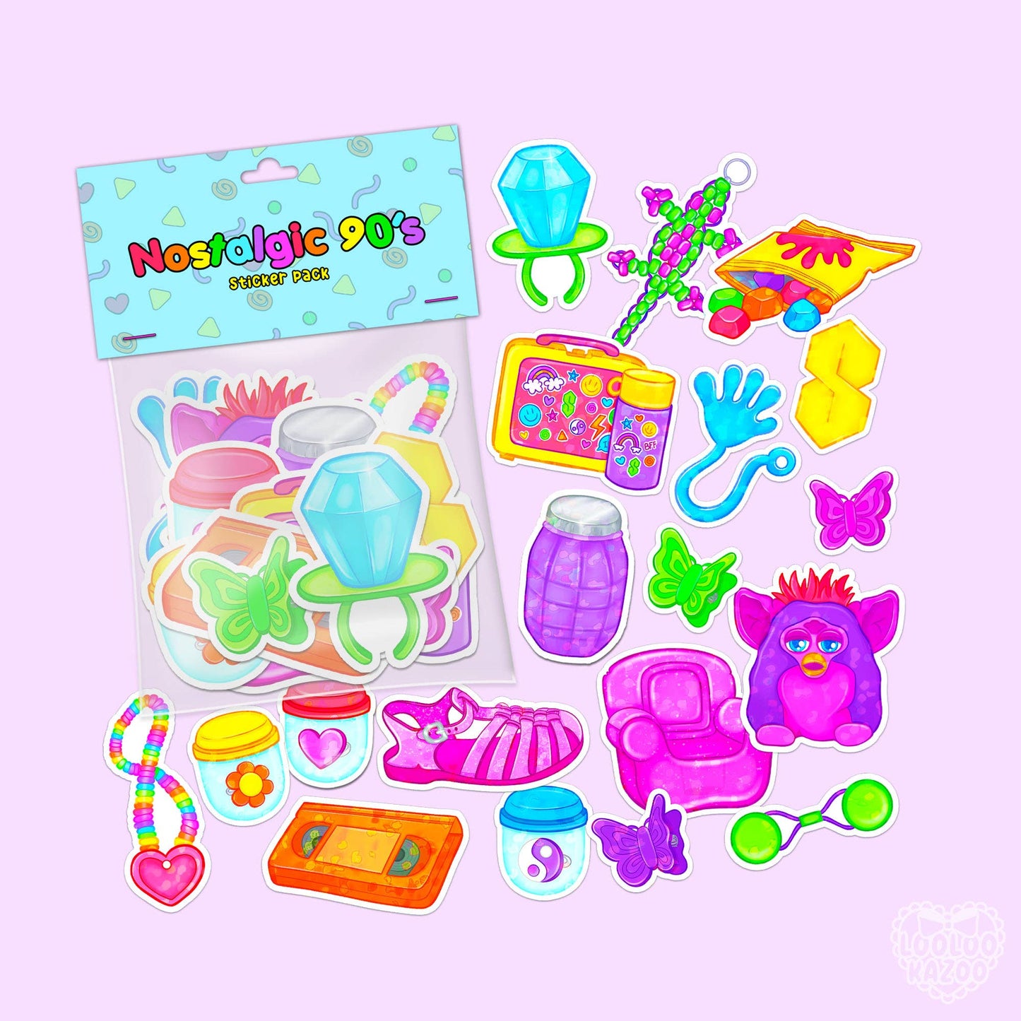 Nostalgic 90s Kid Holographic or Matte Sticker Pack