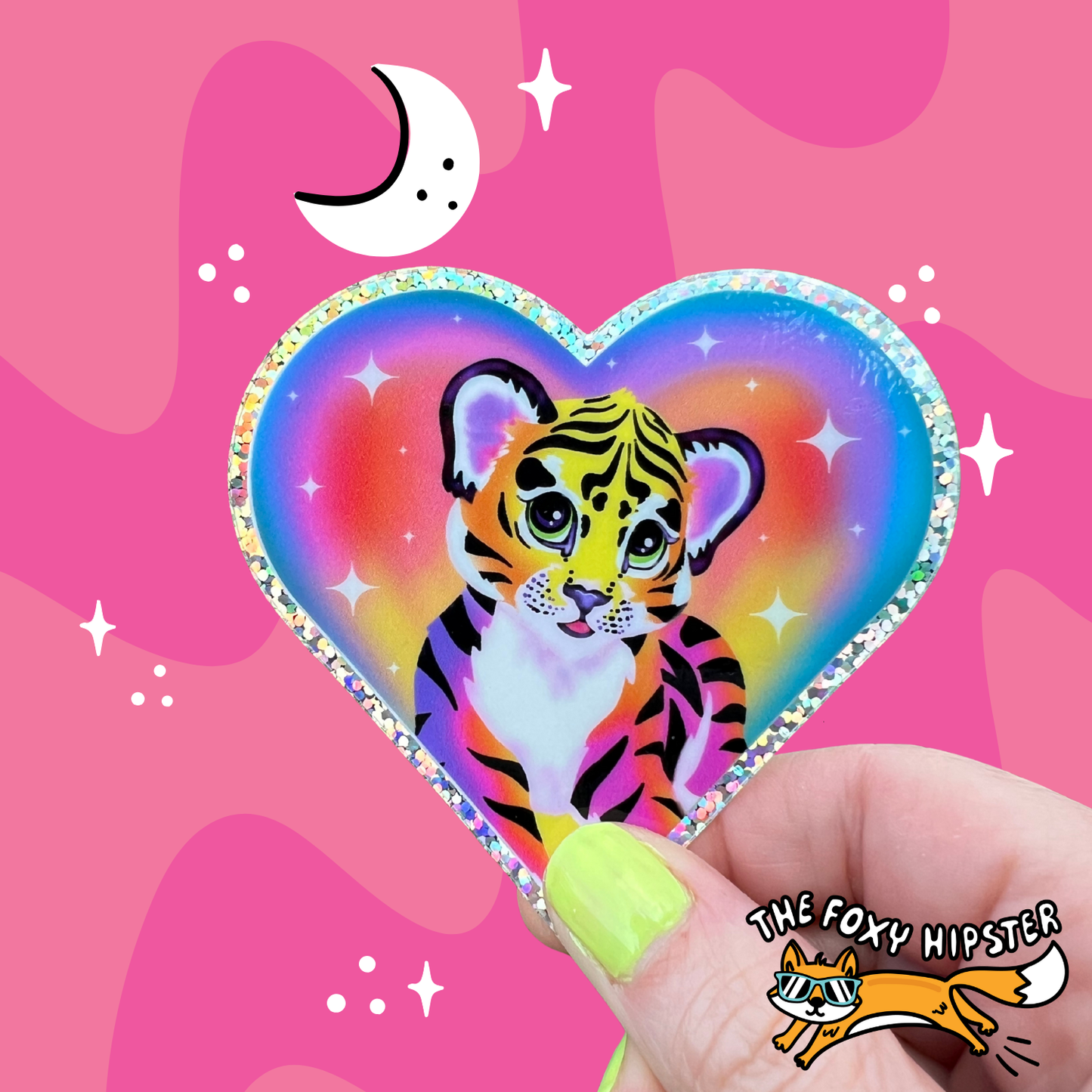 Colorful Rainbow Tiger 90’s Holographic Vinyl Sticker