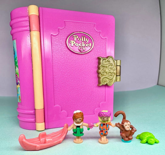 1995 Polly Pocket Glitter Island Tropical Paradise Enchanted Storybook 100% Complete