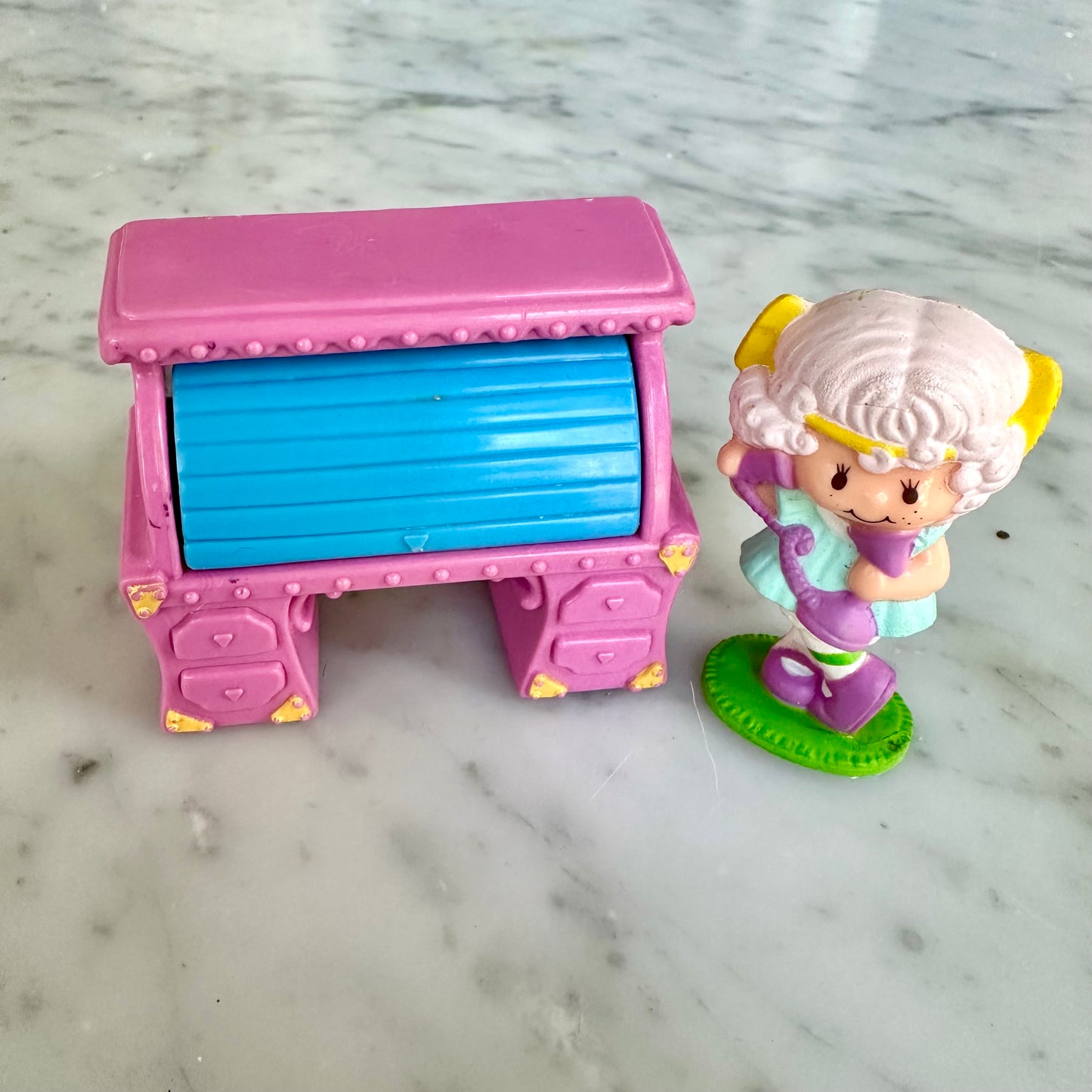 80’s Strawberry Shortcake “Angel Cake” Figure & Roller Desk