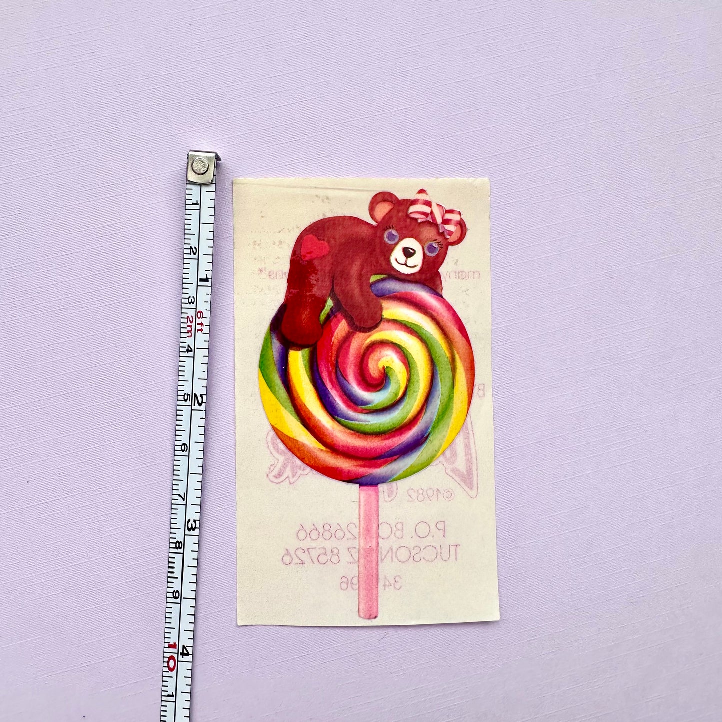 1982 Lisa Frank Lollipop Bear Sticker