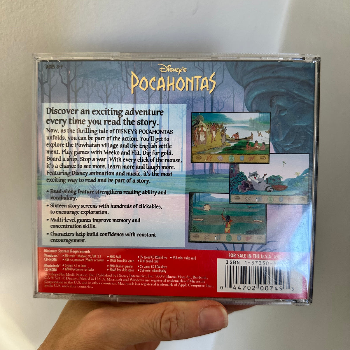 90’s Disney Pocahontas Animated Storybook & Game CD-Rom
