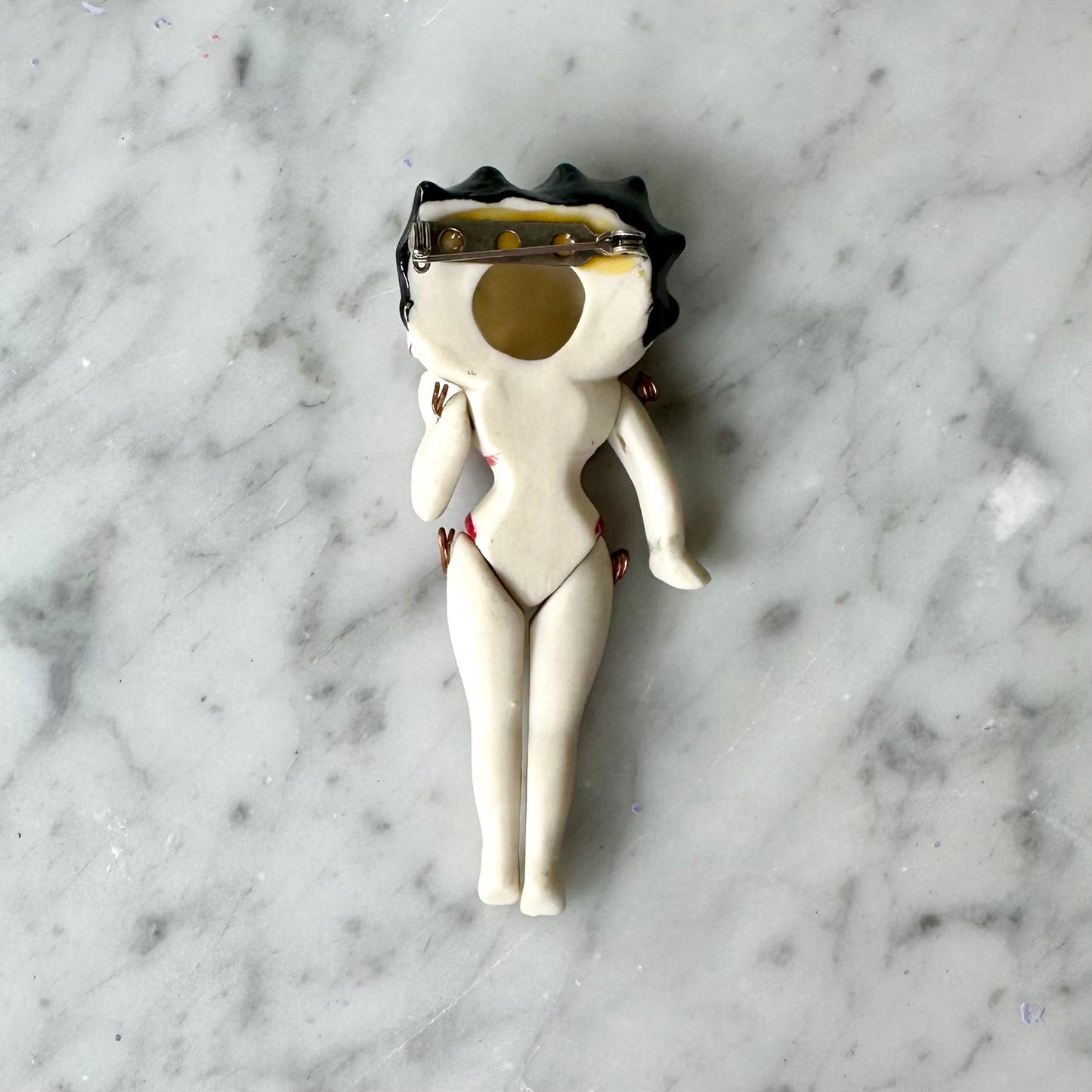 Vintage Handmade Betty Boop Bisque Articulated Brooch