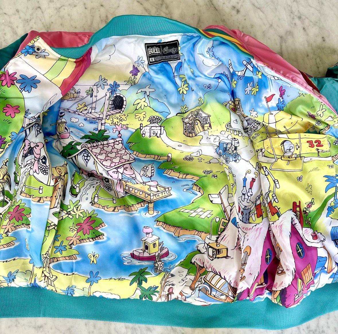 Bull Airs Wuzzles Premium Satin Bomber Jacket Size Small