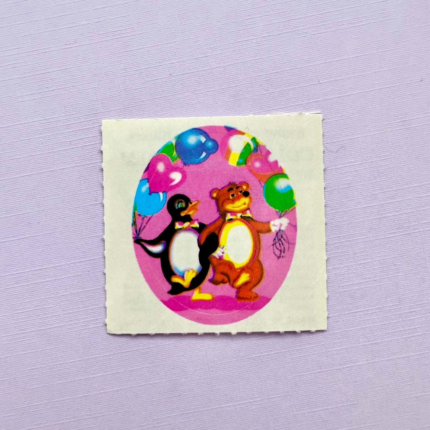 80’s Lisa Frank Party Penguin and Bear Sticker