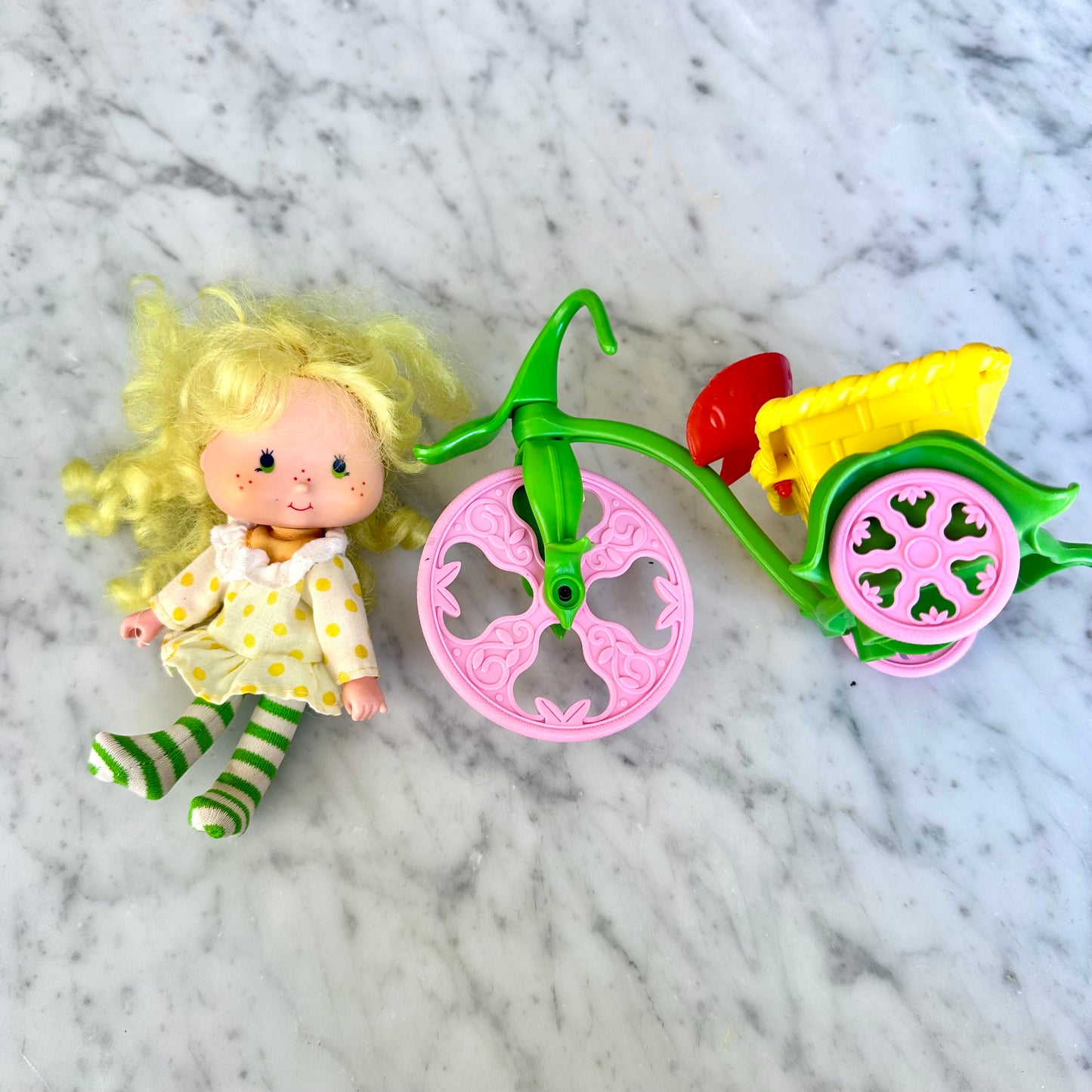 1982 Strawberry Shortcake "Berry Cycle" and Lemon Meringue Doll