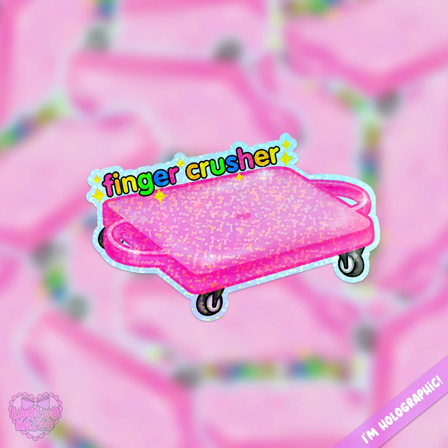 Holographic 90s kid Nostalgia Finger Crusher Vinyl Sticker