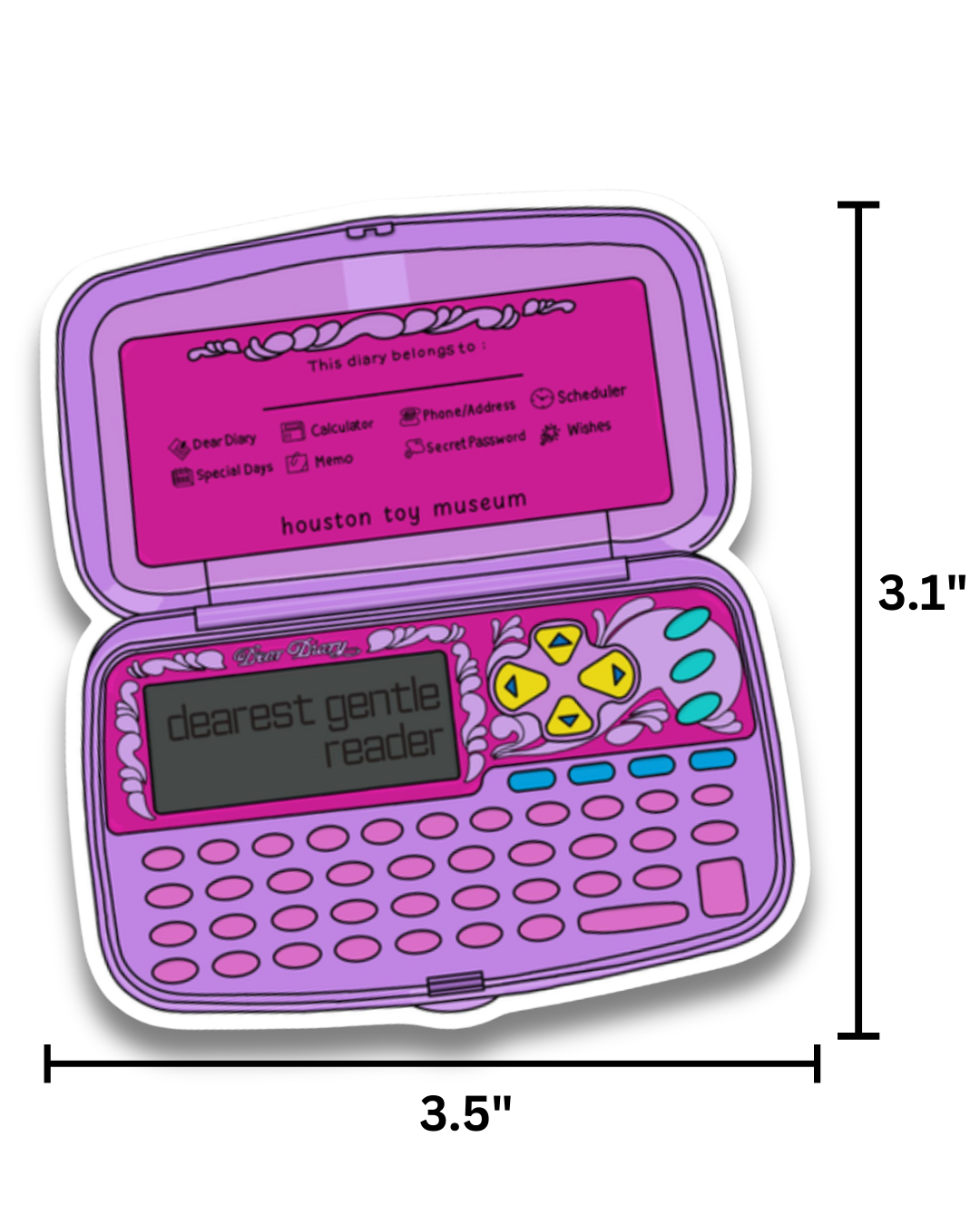 "Dearest Gentle Reader" Electronic Diary Sticker