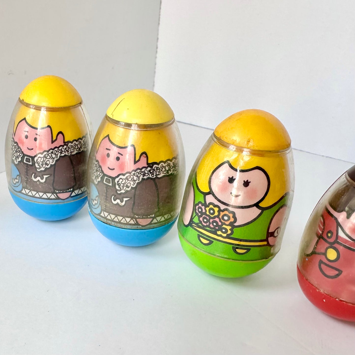 70’s Hasbro Peelable Weeble Lot of 5