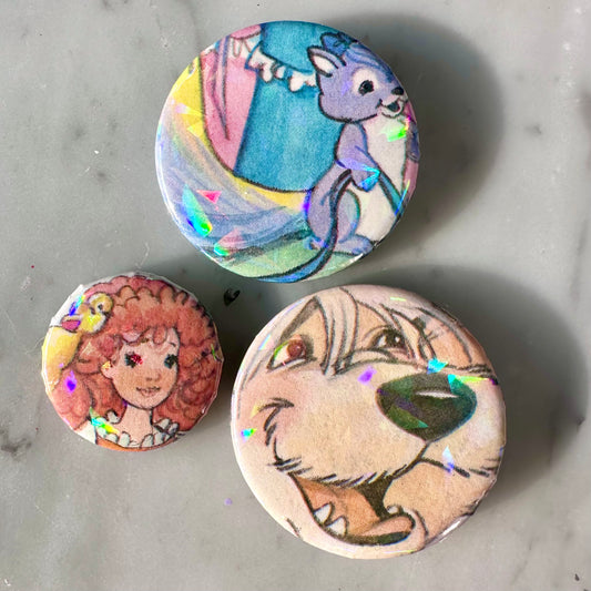 80’s Lady Lovely Locks Children’s Book Button Set