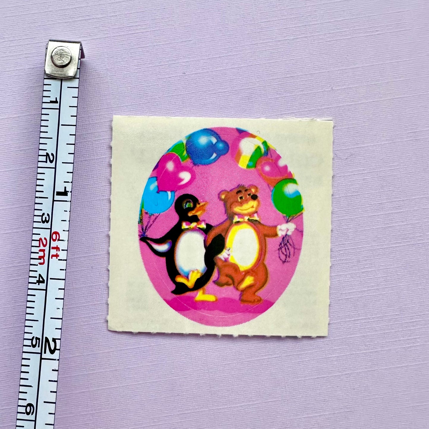 80’s Lisa Frank Party Penguin and Bear Sticker