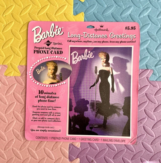 1995 Barbie Hallmark Greeting Card with Sprint Prepaid Phone Card