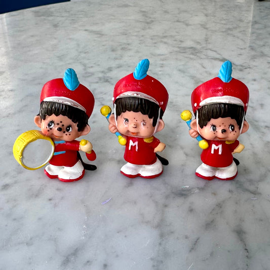 Vintage 1979 Japanese Monchhichi Marching Band Figure Lot of 3