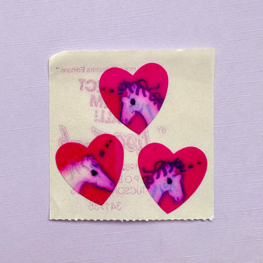 Vintage 1982 Lisa Frank Unicorn Heart Stickers