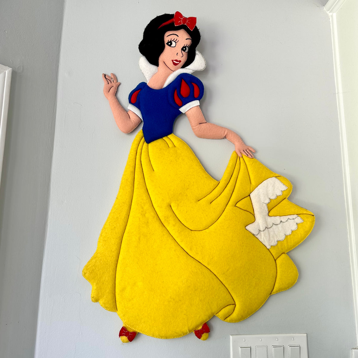 Vintage Snow White Felt Wall Hanging