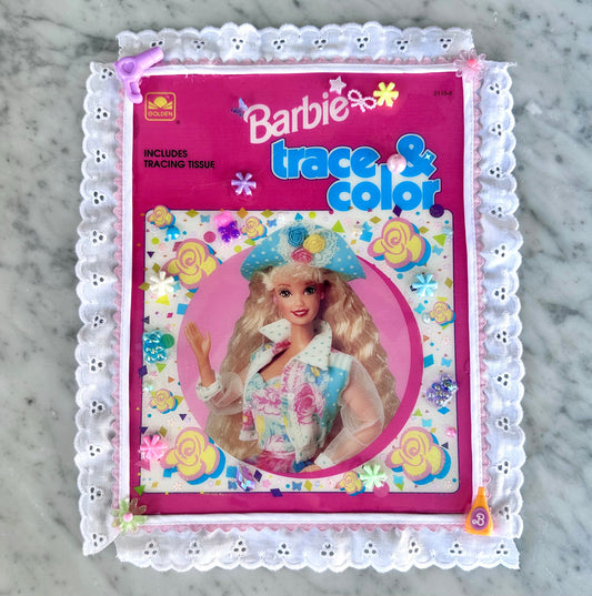 Vintage 80’s Barbie Trace n’ Color Book Cover Resin Wall Art
