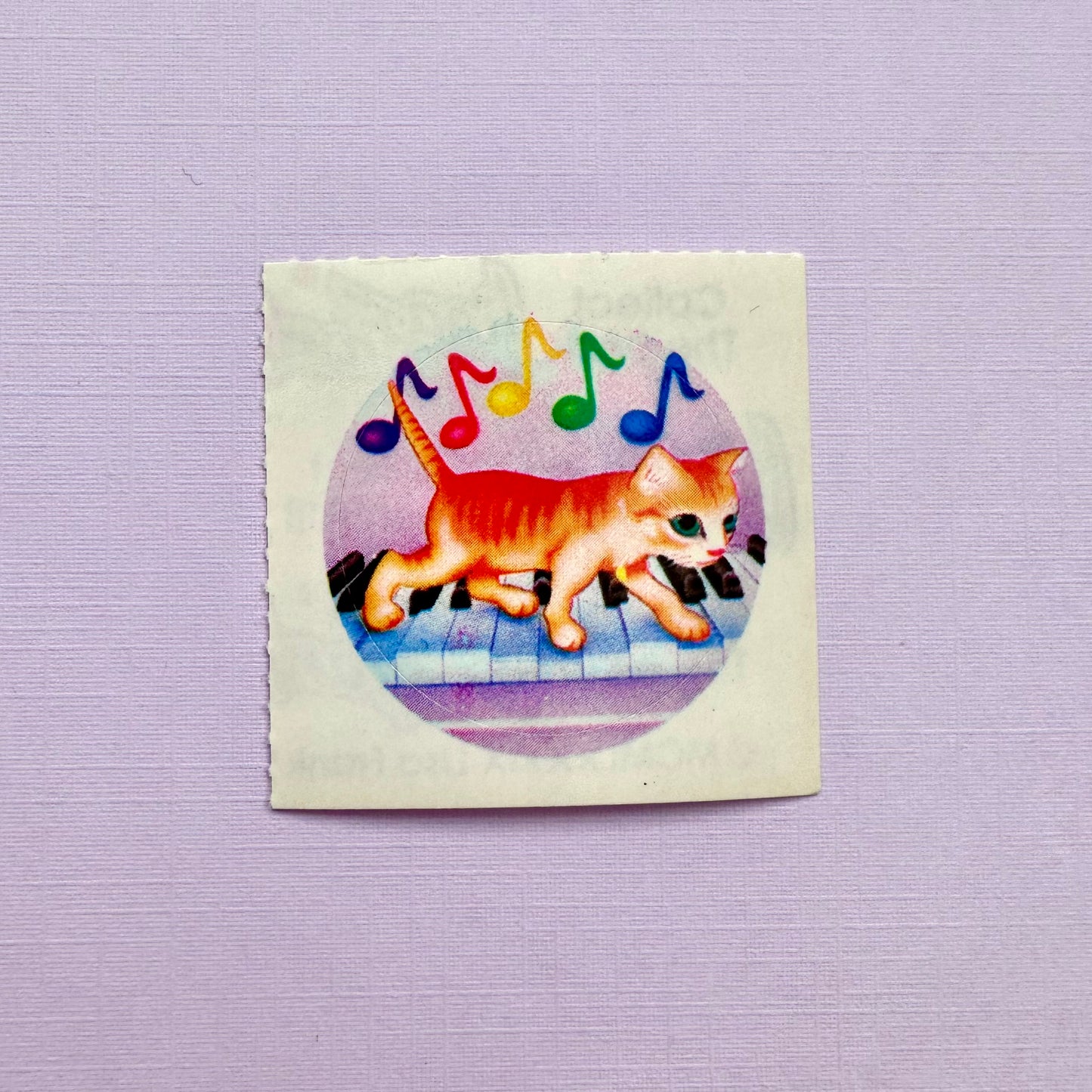 80’s Lisa Frank Piano Kitty Sticker